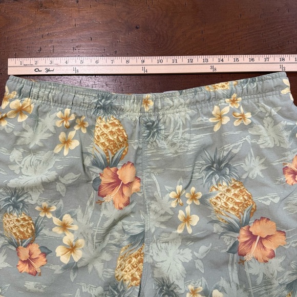 Breakwater Green and Yellow Swim Trunks with Drawstring Waistband Floral Print M - Picture 3 of 9